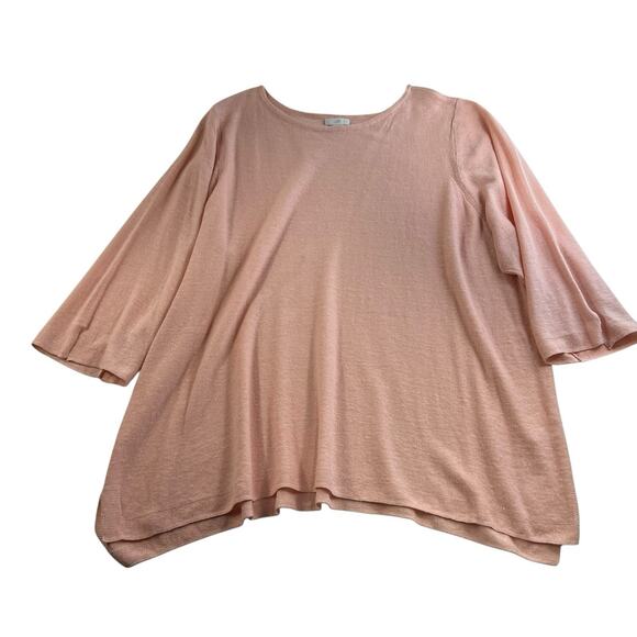 J Jill Plus 3X Knit Sweater Top Linen Blend Round Neck 3/4 Sleeve Lightweight - Picture 1 of 14